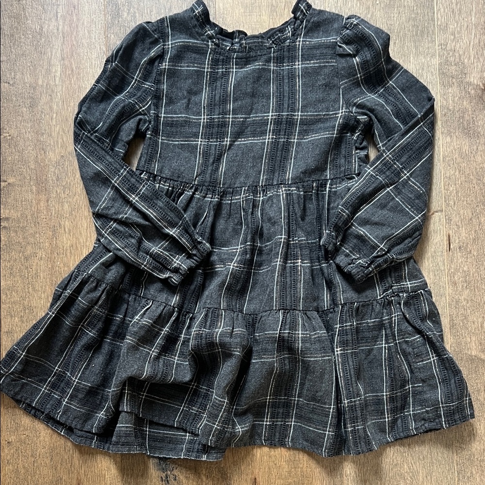 EUC 4T Cat & Jack Black Gray Plaid Dress